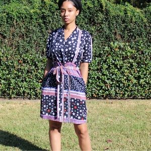 🍎 Independently Blue, Red and White Tie Up Dress